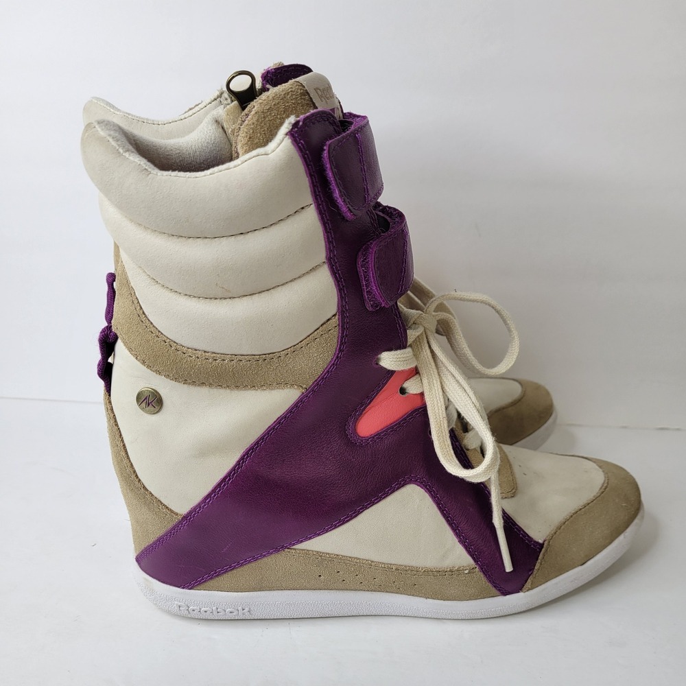 Reebok Alicia Keys Chi-Kaze Wedge Sneakers Purple Cream Tan V51924 Womens 8